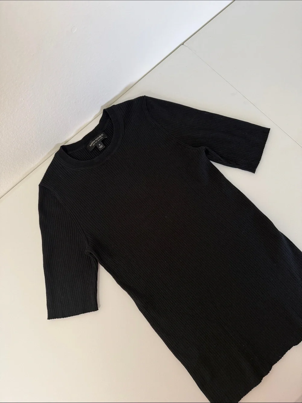 Banana Republic RIBBED STRETCH-COTTON CREW-NECK T-SHIRT Sz S